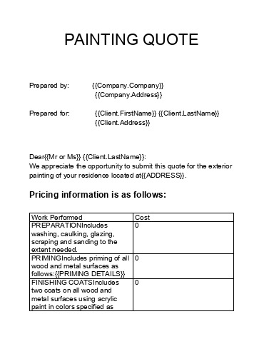 Export Painting Quote to Netsuite