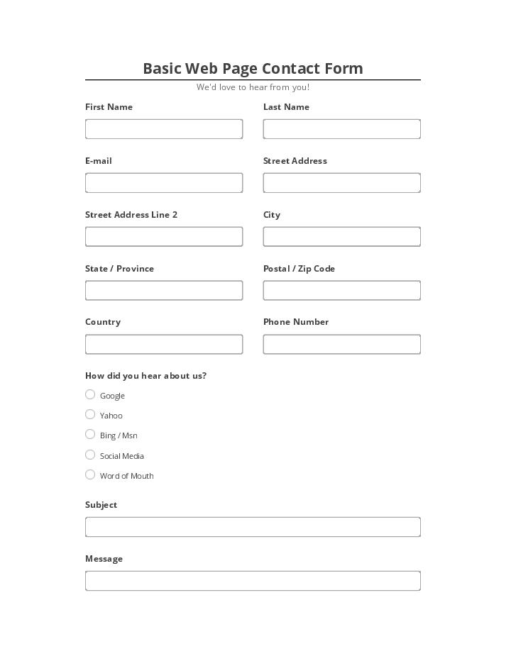 Manage Basic Web Page Contact Form Microsoft Dynamics