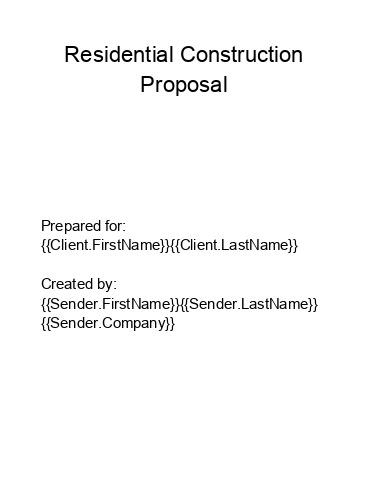 Arrange Residential Construction Proposal in Salesforce