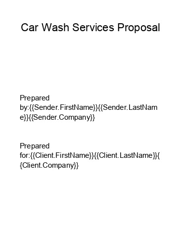 Incorporate Car Washservices Proposal