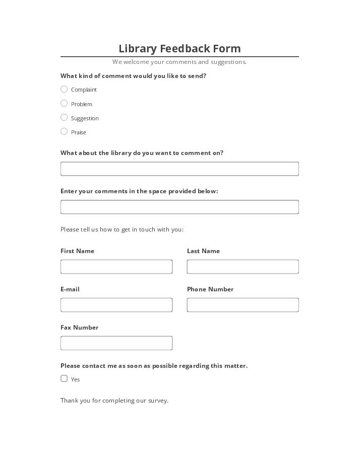 Manage Library Feedback Form Netsuite