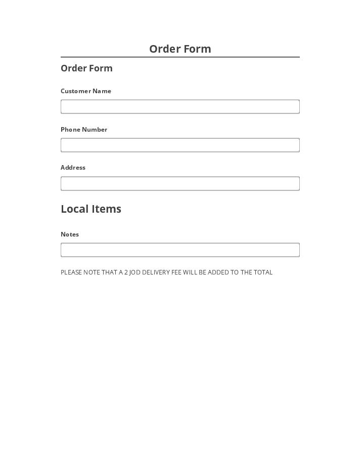 Arrange Order Form Salesforce