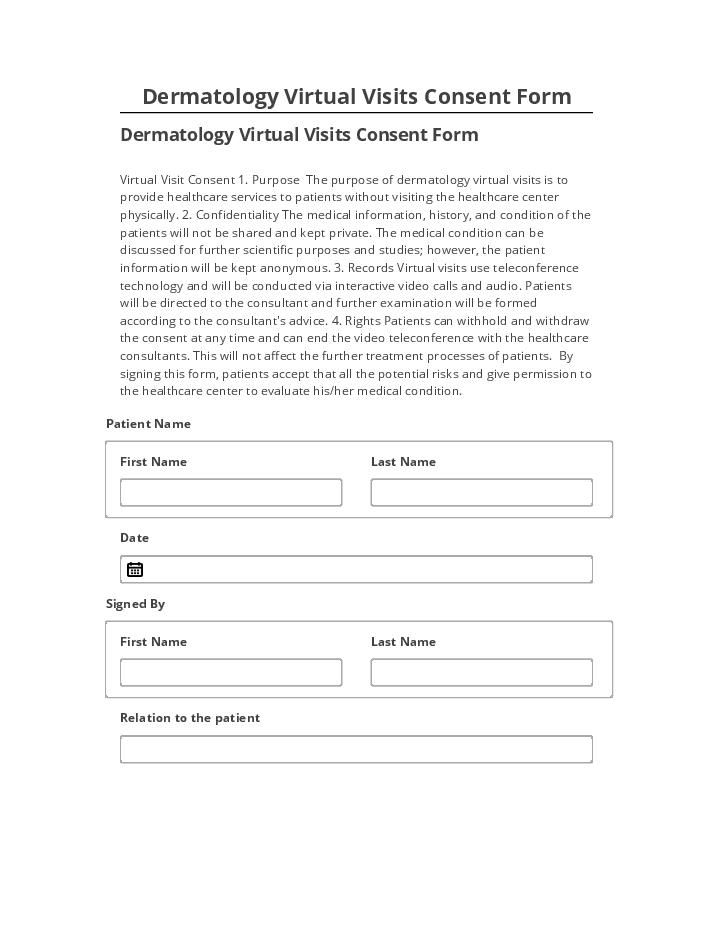 Arrange Dermatology Virtual Visits Consent Form Salesforce