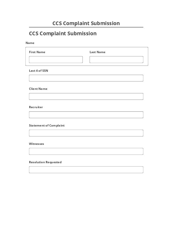 Update CCS Complaint Submission Salesforce