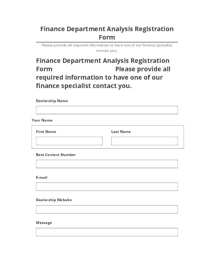 Automate Finance Department Analysis Registration Form