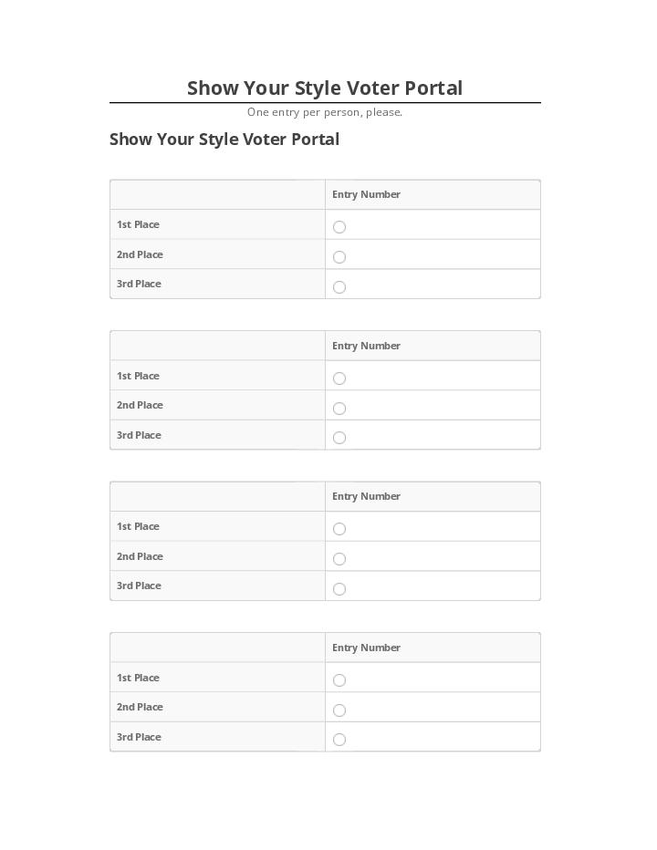 Arrange Show Your Style Voter Portal Netsuite