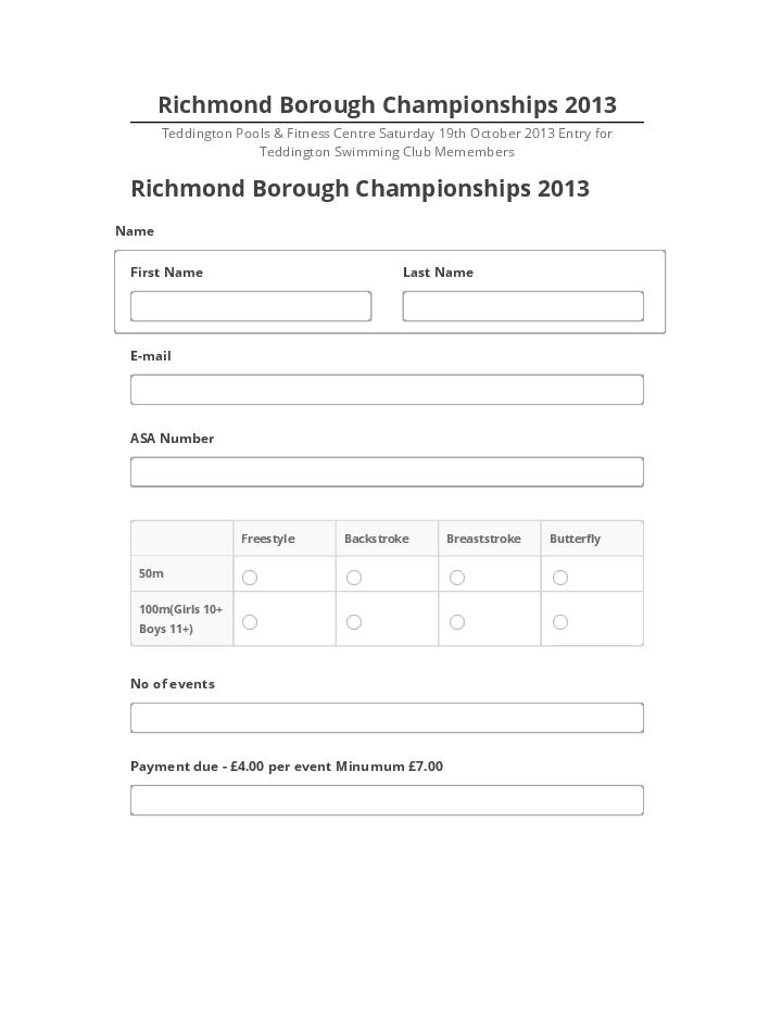 Arrange Richmond Borough Championships 2013 Microsoft Dynamics