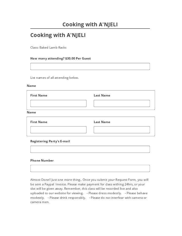 Arrange Cooking with A'NJELI Netsuite