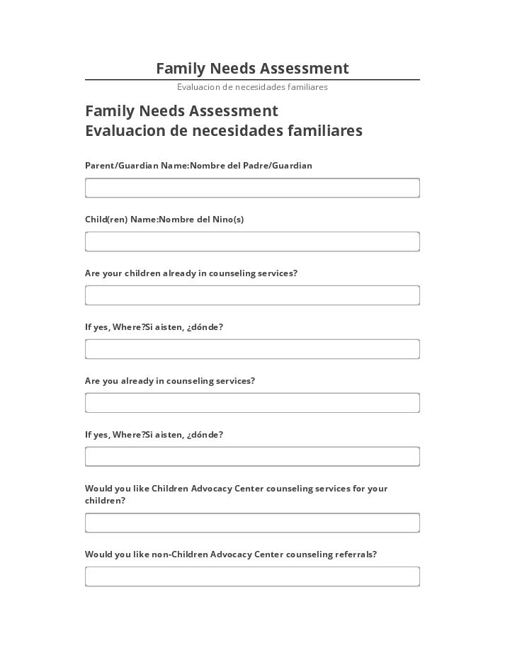Arrange Family Needs Assessment Salesforce