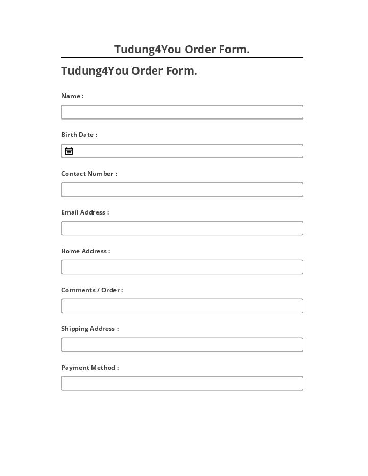 Arrange Tudung4You Order Form. Netsuite