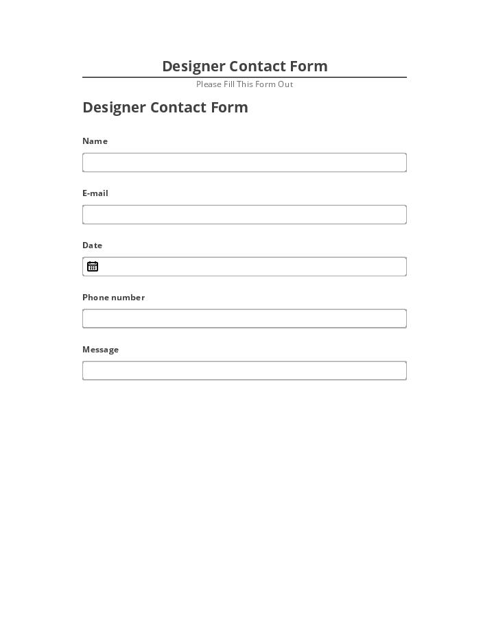 Manage Designer Contact Form