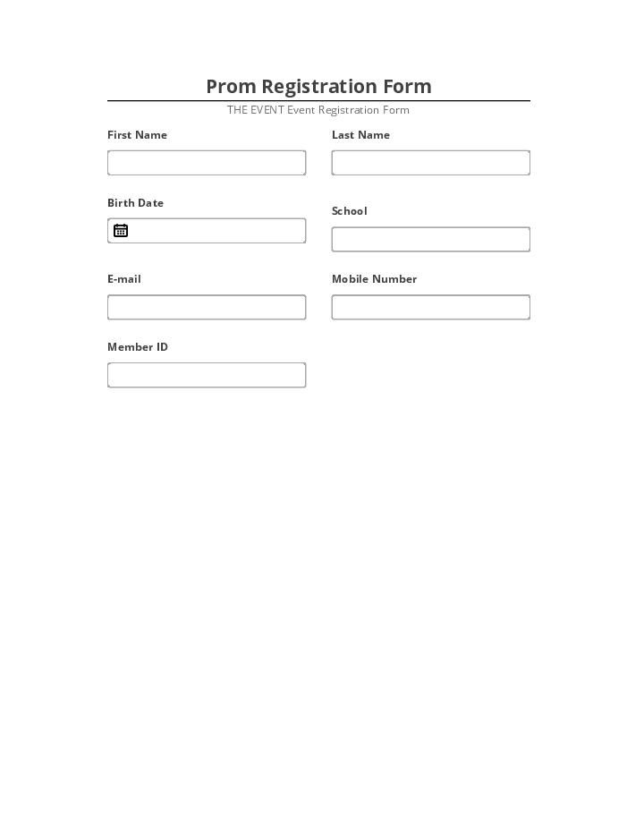 Manage Prom Registration Form