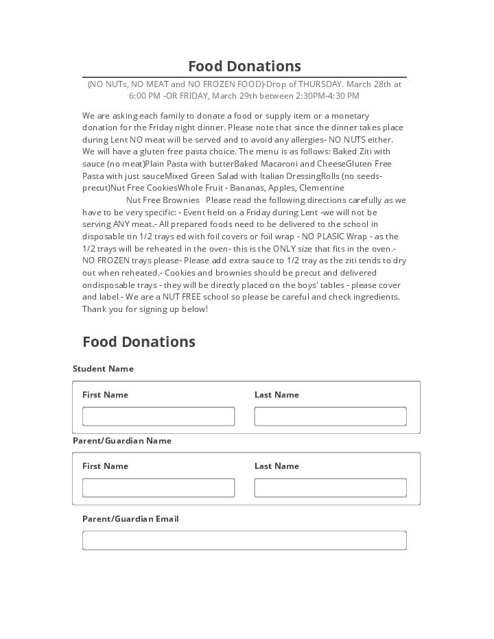 Arrange Food Donations Salesforce