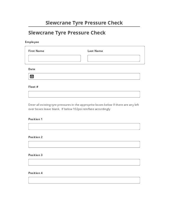 Incorporate Slewcrane Tyre Pressure Check