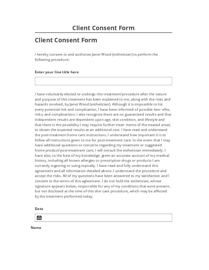 Pre-fill Client Consent Form Netsuite