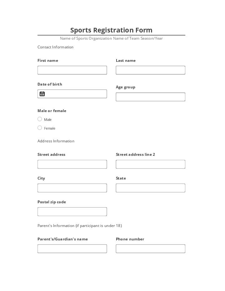 Archive Sports Registration Form