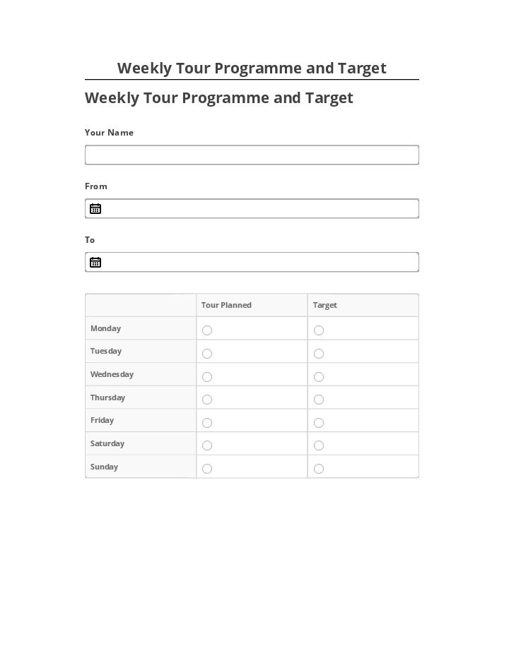 Update Weekly Tour Programme and Target Microsoft Dynamics