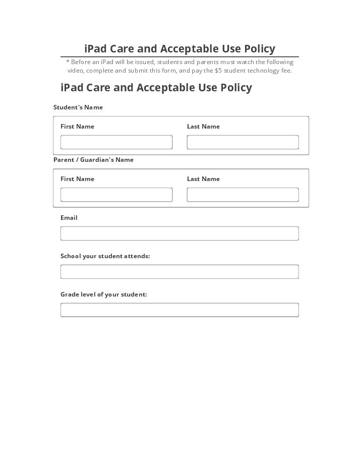 Arrange iPad Care and Acceptable Use Policy Salesforce
