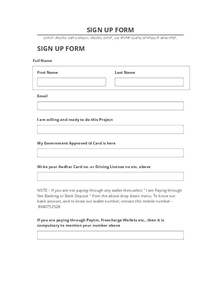 Extract SIGN UP FORM Netsuite
