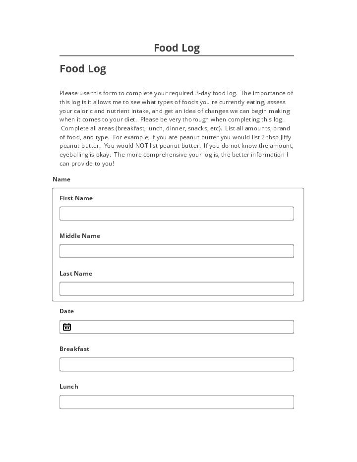 Update Food Log Salesforce