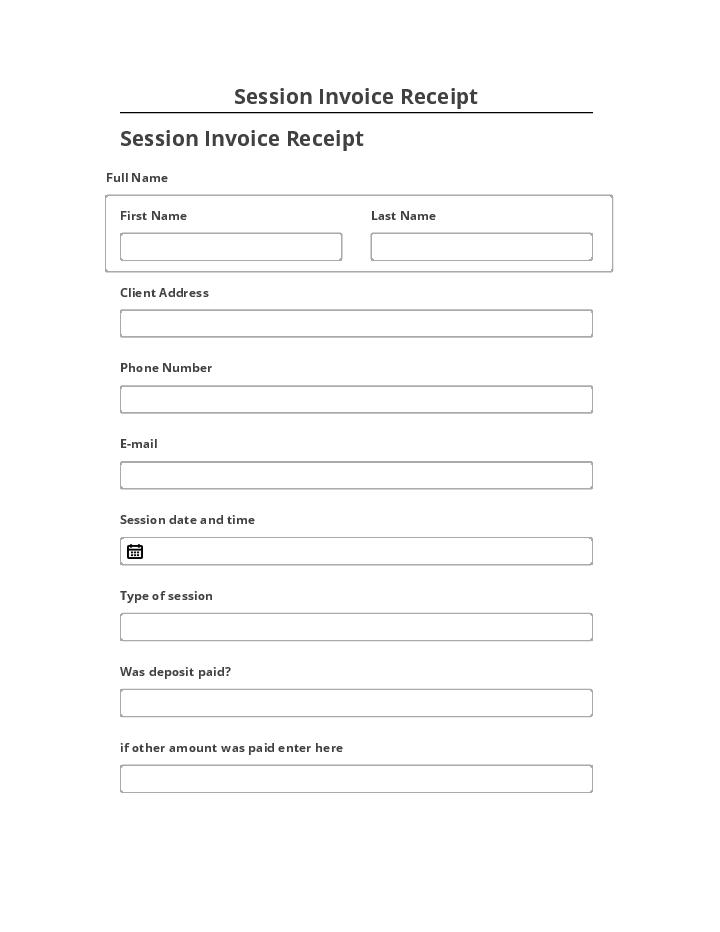 Arrange Session Invoice Receipt Salesforce