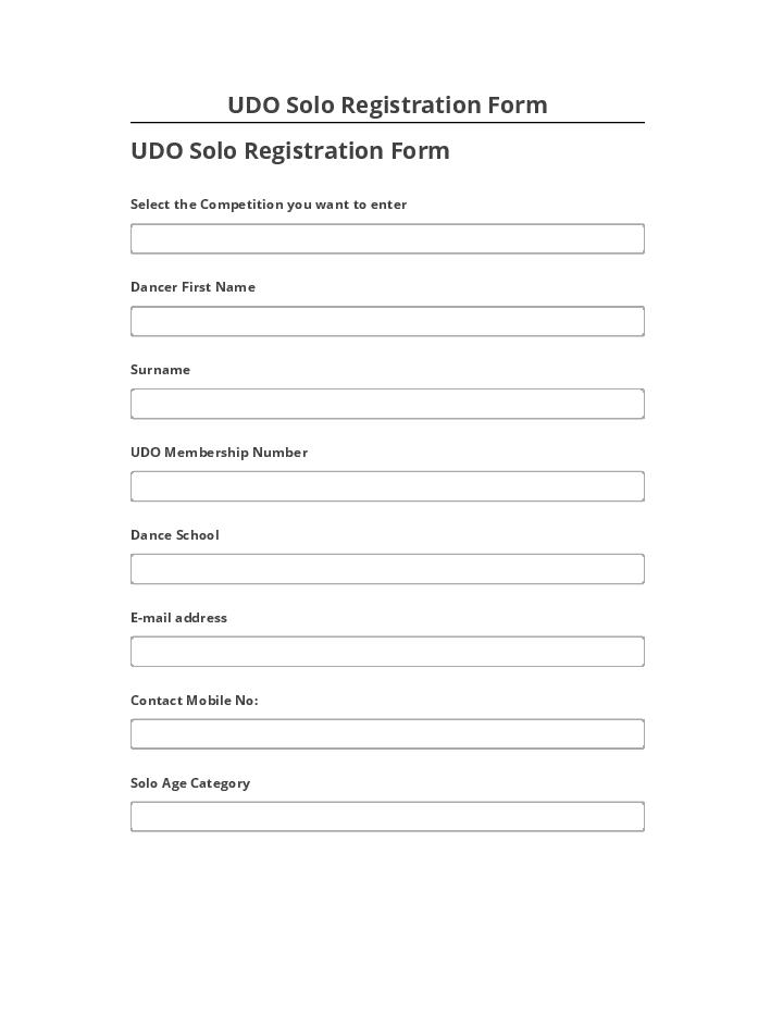 Arrange UDO Solo Registration Form