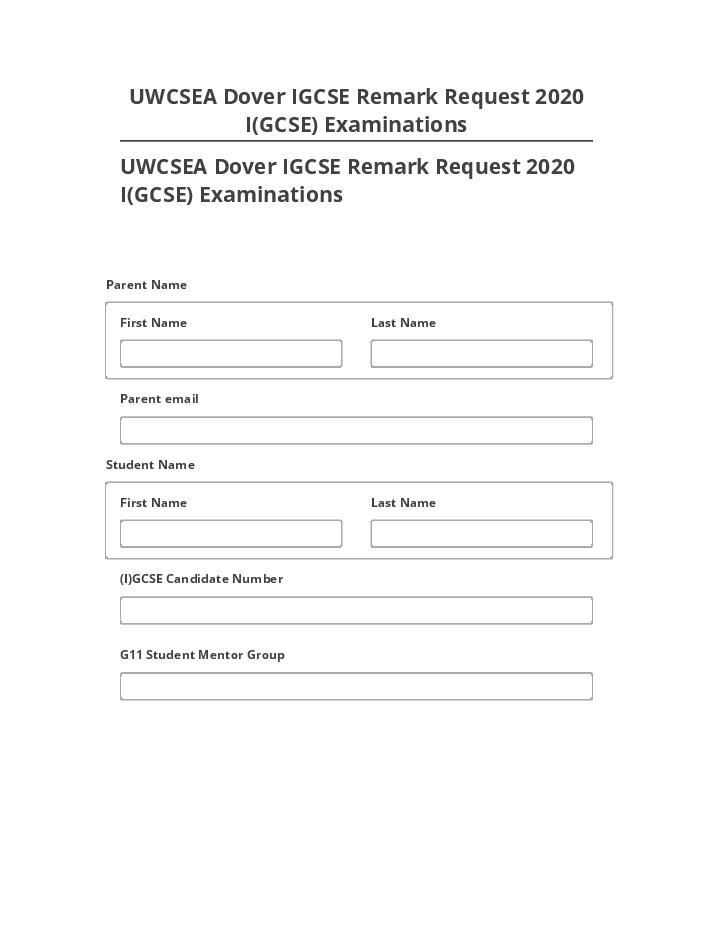 Manage UWCSEA Dover IGCSE Remark Request 2020 I(GCSE) Examinations Netsuite