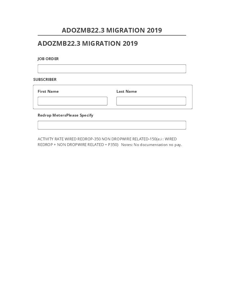 Incorporate ADOZMB22.3 MIGRATION 2019 Salesforce