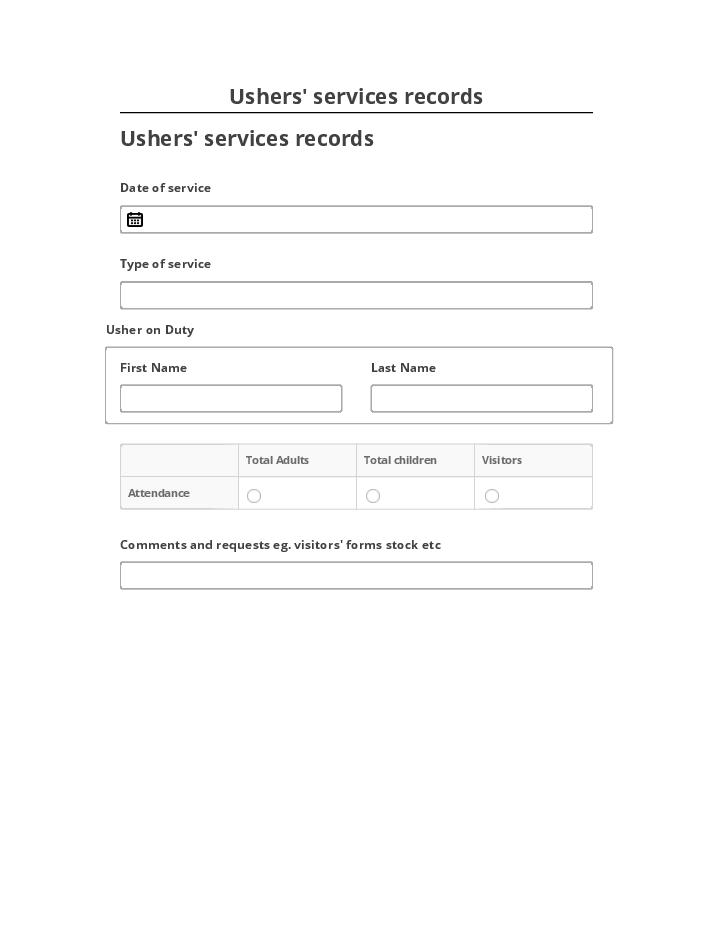 Arrange Ushers' services records