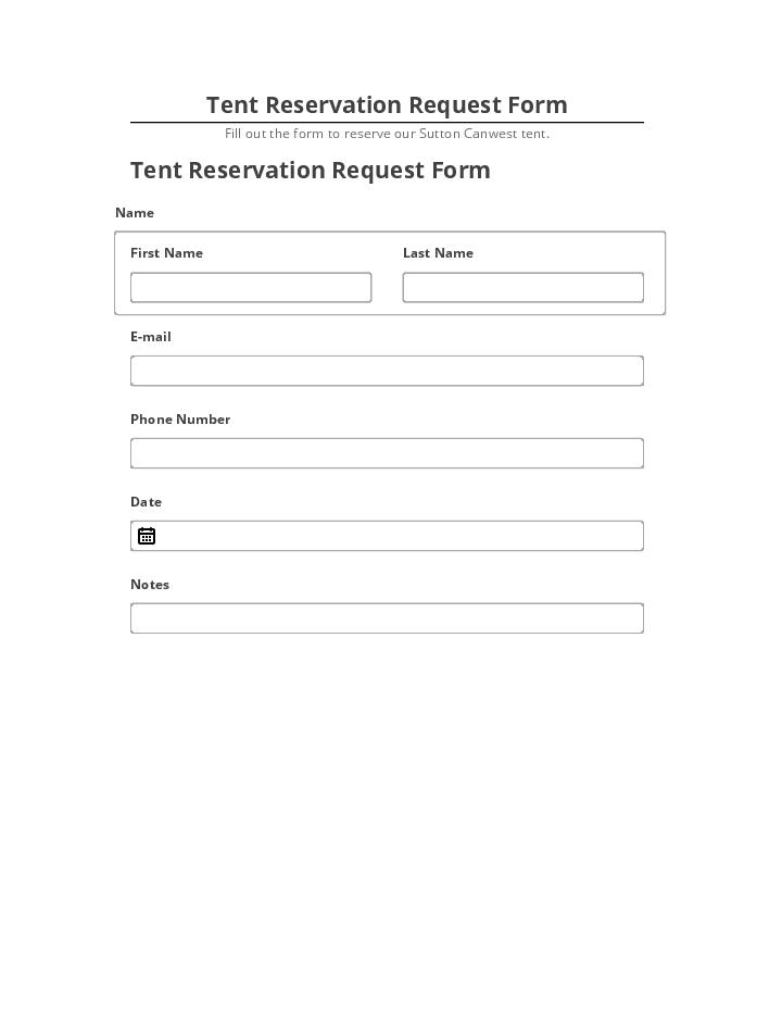 Extract Tent Reservation Request Form