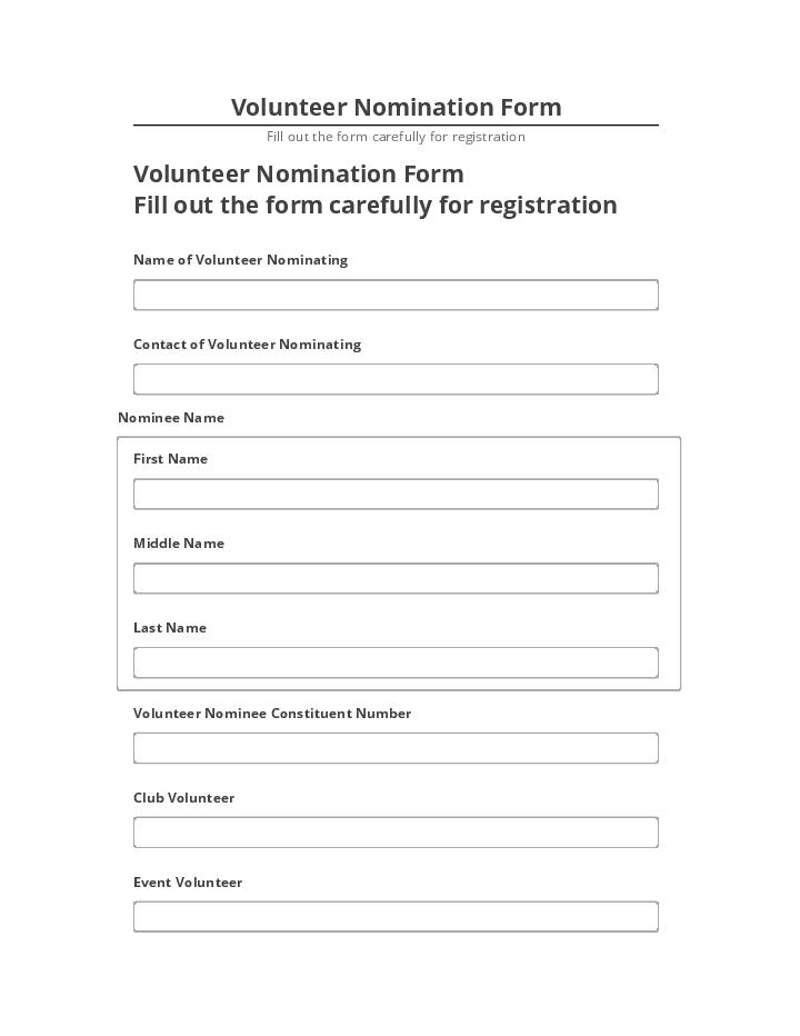 Manage Volunteer Nomination Form Netsuite