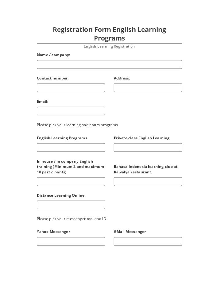 Incorporate Registration Form English Learning Programs