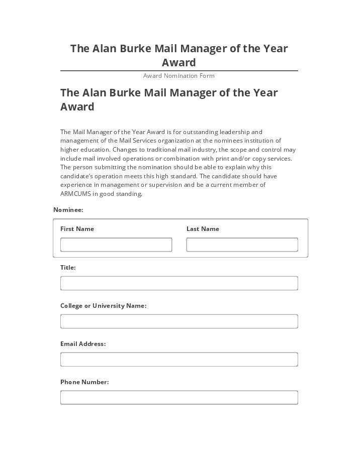 Extract The Alan Burke Mail Manager of the Year Award