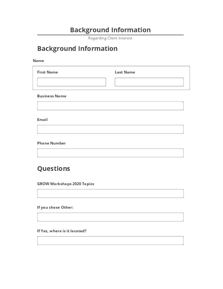 Integrate Background Information Netsuite