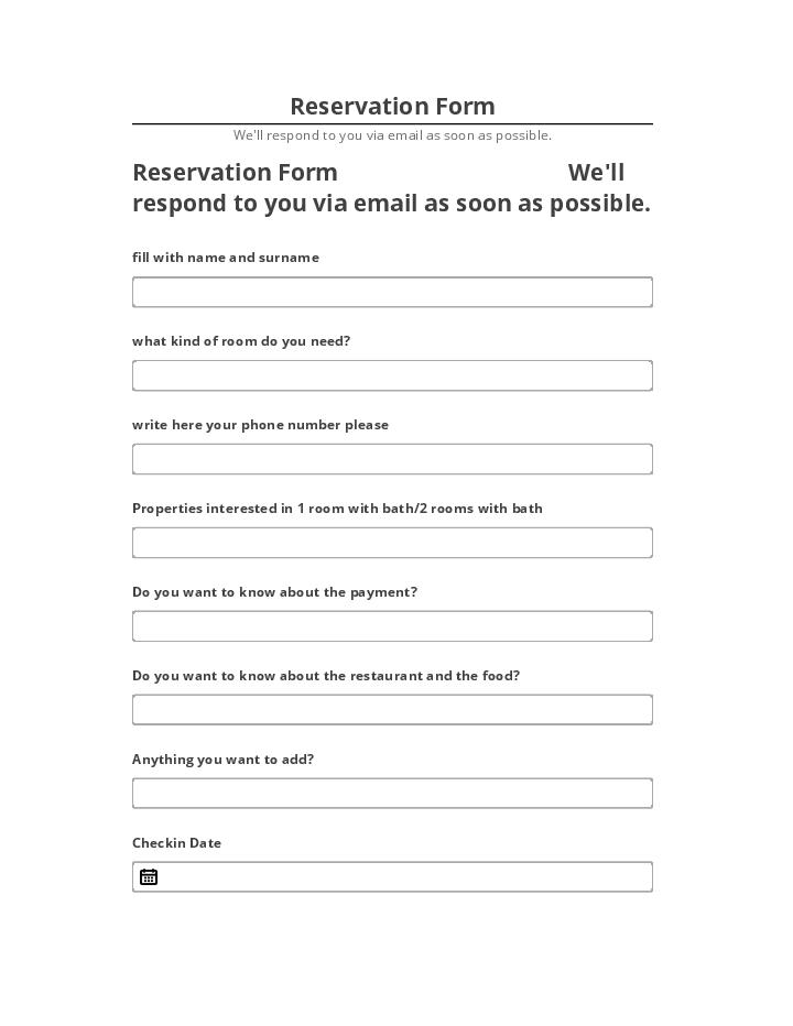 Export Reservation Form