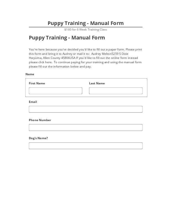 Pre-fill Puppy Training - Manual Form Netsuite