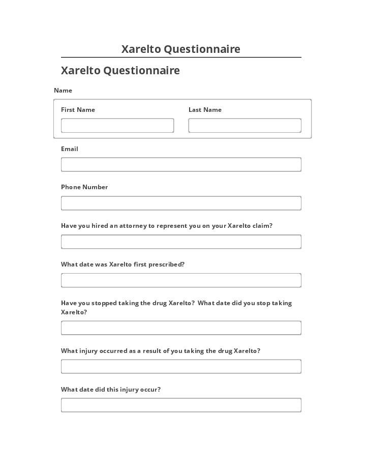 Arrange Xarelto Questionnaire Netsuite
