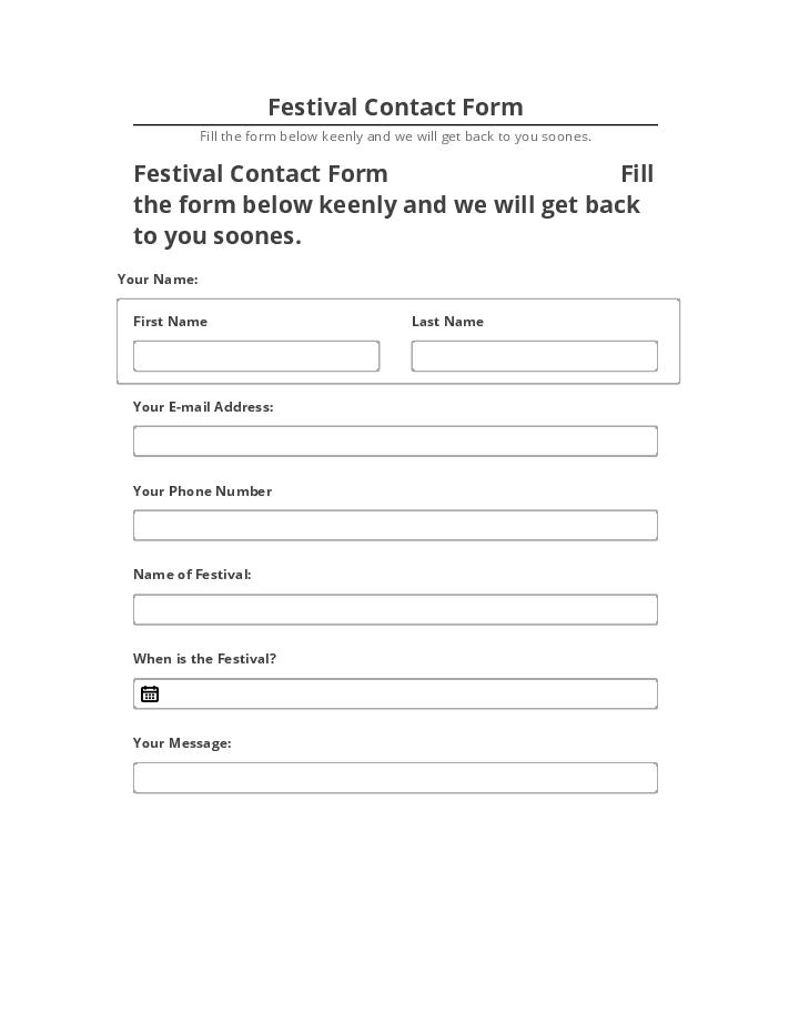 Arrange Festival Contact Form Salesforce