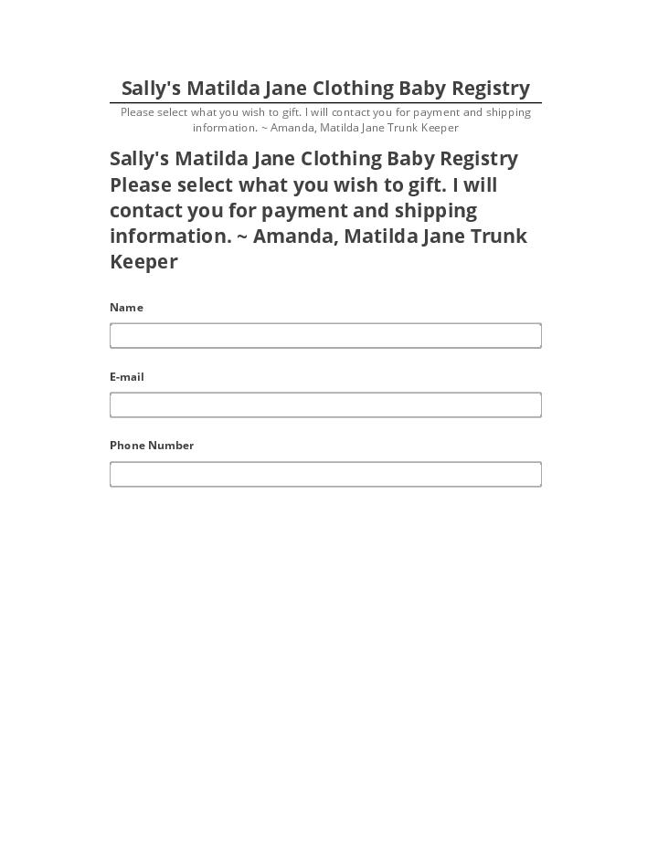 Update Sally's Matilda Jane Clothing Baby Registry Netsuite
