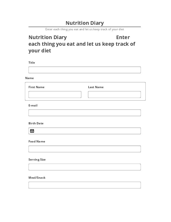 Automate Nutrition Diary Netsuite