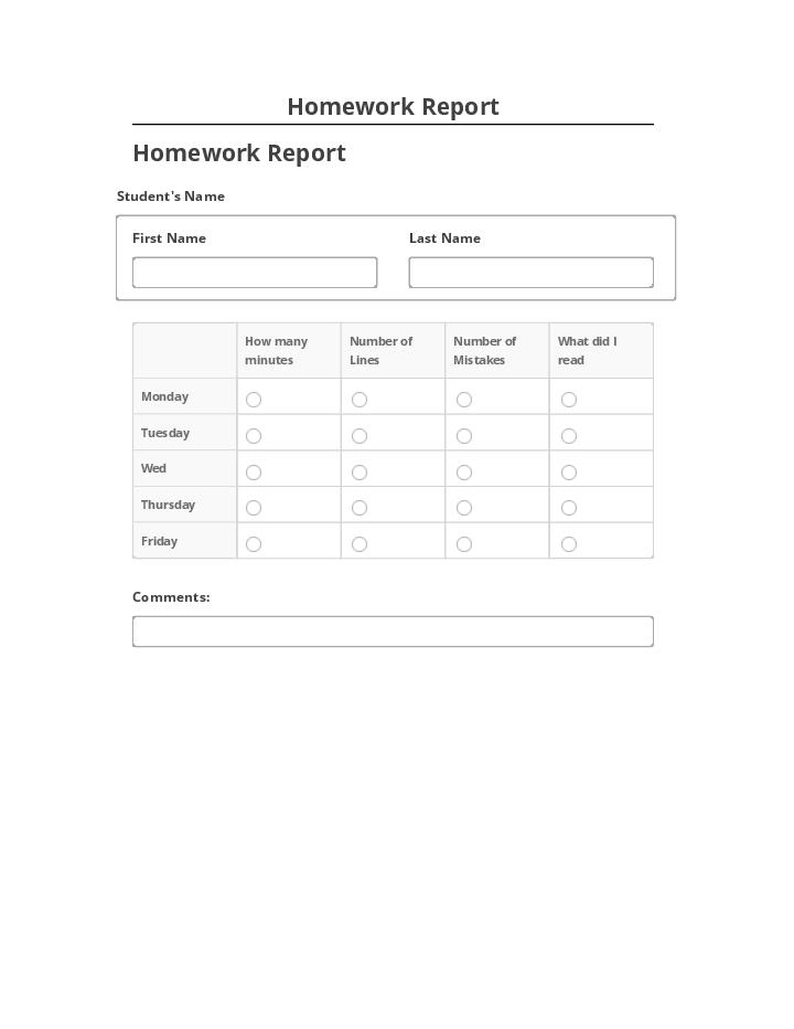 Arrange Homework Report Salesforce