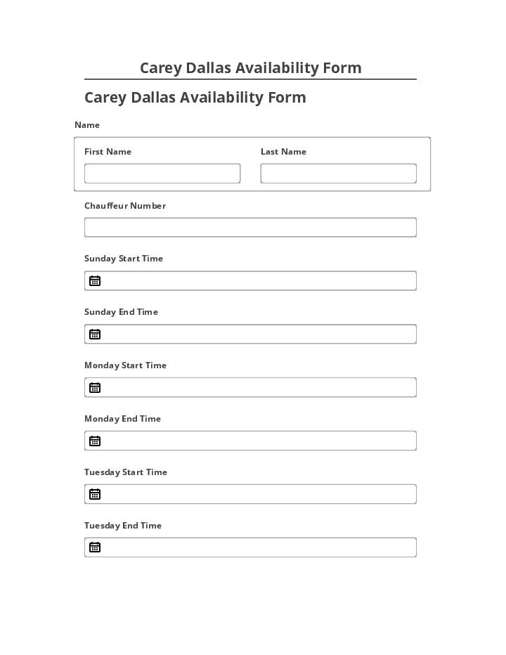 Manage Carey Dallas Availability Form Microsoft Dynamics