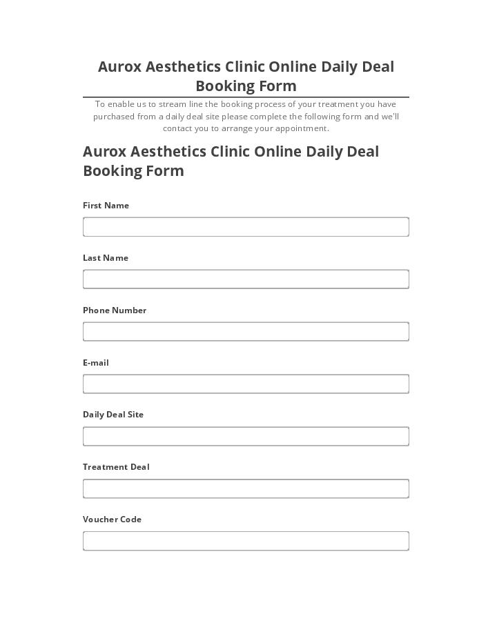 Manage Aurox Aesthetics Clinic Online Daily Deal Booking Form Salesforce