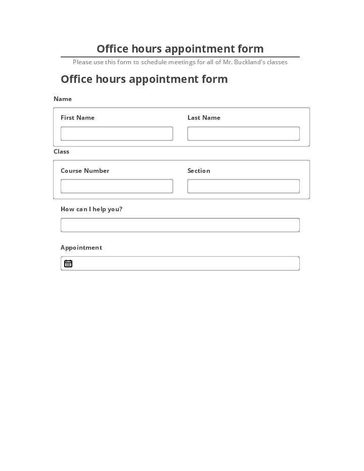 Pre-fill Office hours appointment form Netsuite
