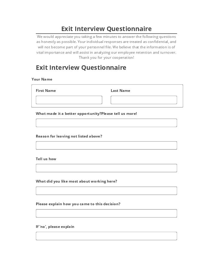 Extract Exit Interview Questionnaire