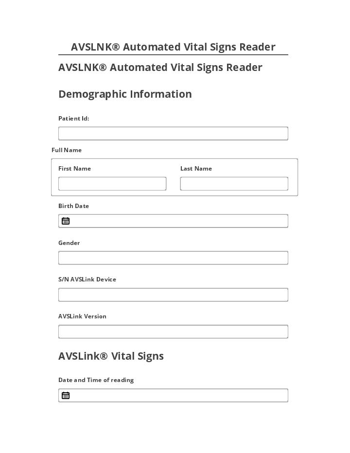 Manage AVSLNK® Automated Vital Signs Reader Netsuite