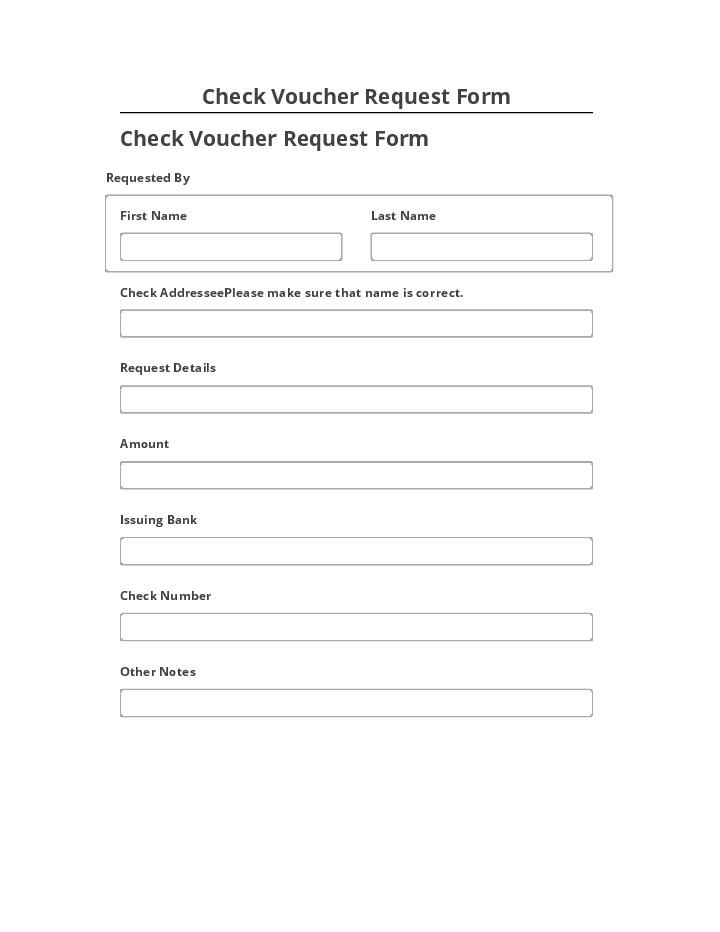 Synchronize Check Voucher Request Form Salesforce