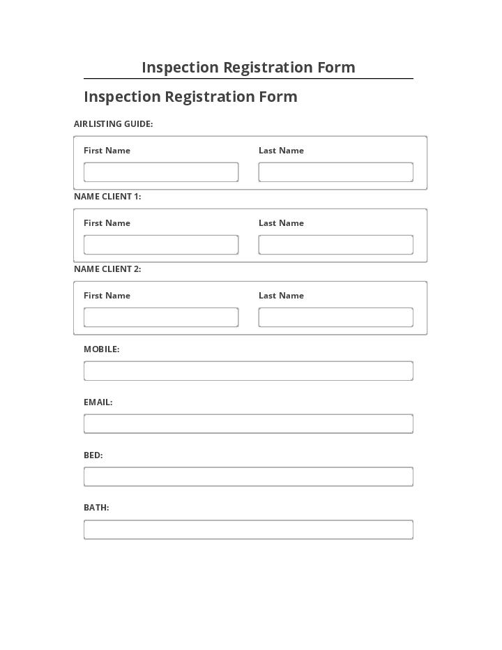 Arrange Inspection Registration Form