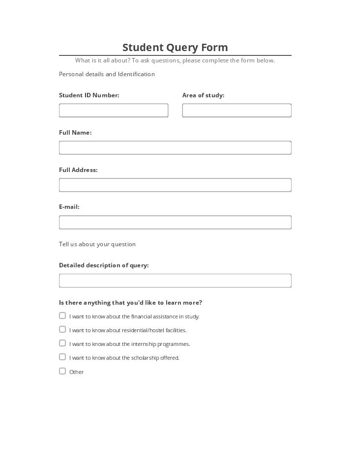 Arrange Student Query Form