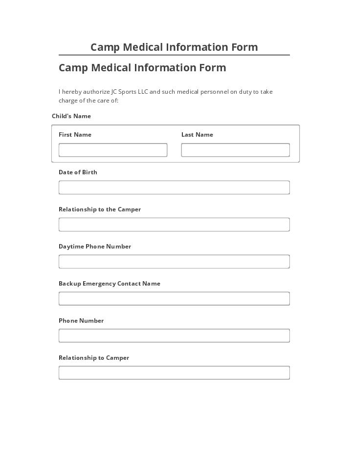 Update Camp Medical Information Form Salesforce